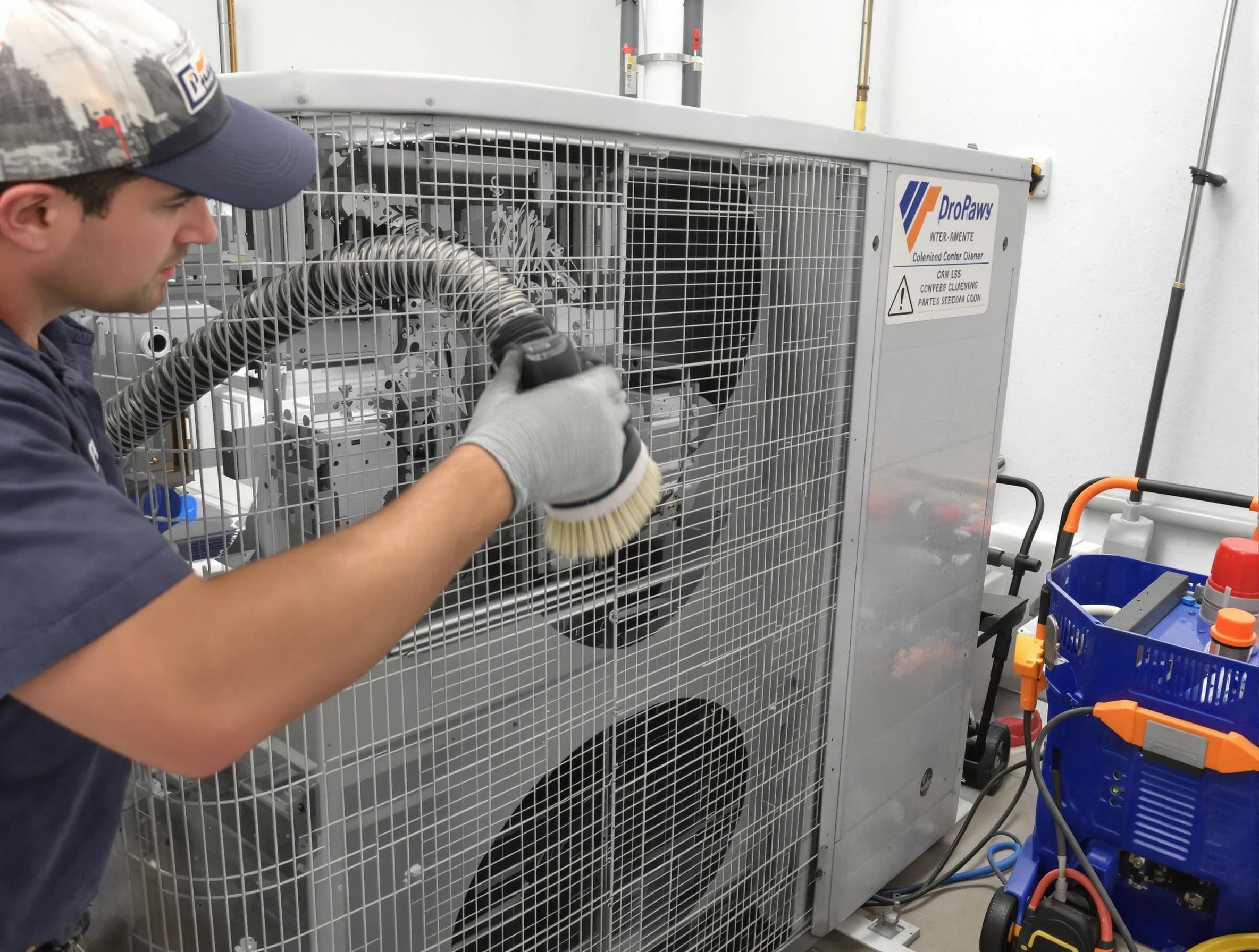 Washington Air Duct Cleaning specialist performing precision AC coil cleaning for improved system performance in Washington