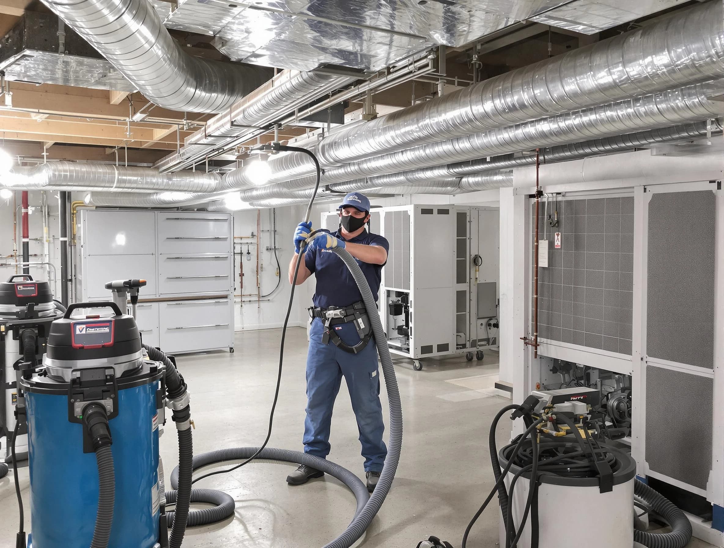 Washington Air Duct Cleaning specialist performing thorough central air duct cleaning for improved system efficiency in Washington