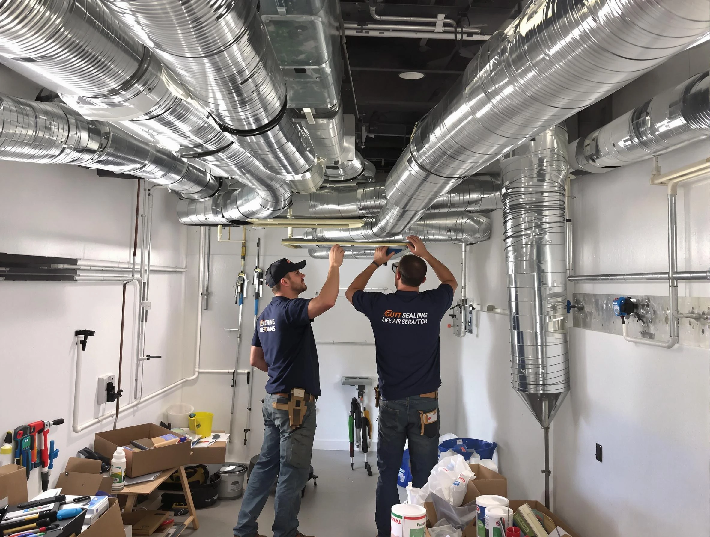 Washington Air Duct Cleaning technician applying professional duct sealing solutions in Washington